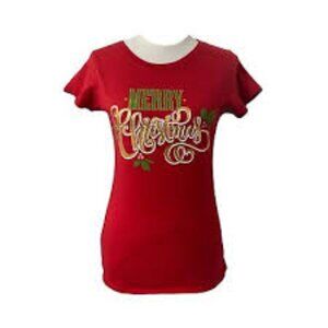 Holiday Time Red Merry Christmas T-Shirt Size XL